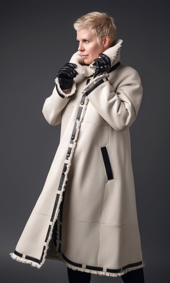 Fringed Long White Trapeze Coat – Toshiki and Maryszka