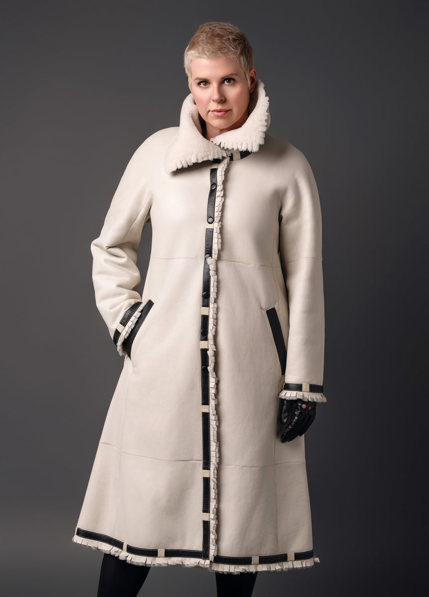 Fringed Long White Trapeze Coat – Toshiki and Maryszka