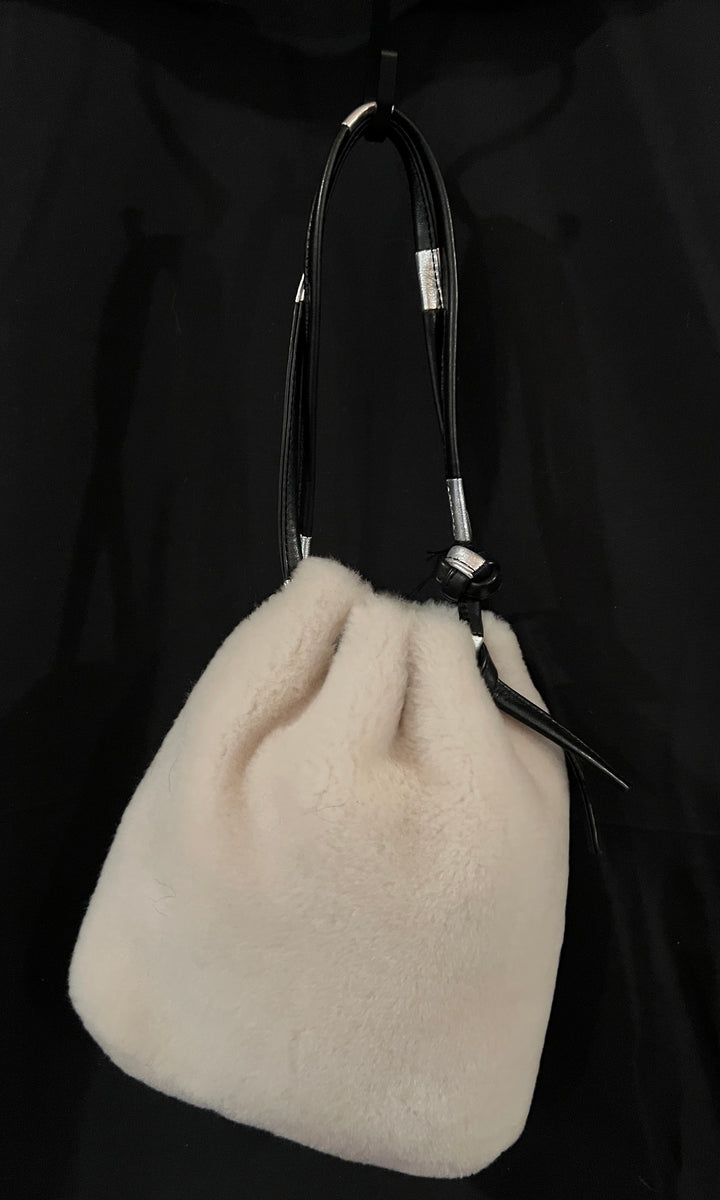 White Shearling Cinch bag – Toshiki and Maryszka