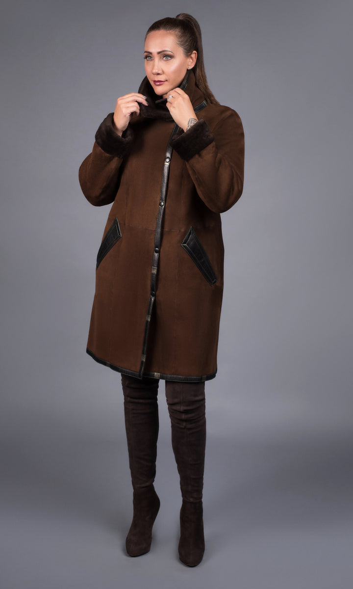 Cappuccino Merino Shearling Swing Coat – Toshiki and Maryszka