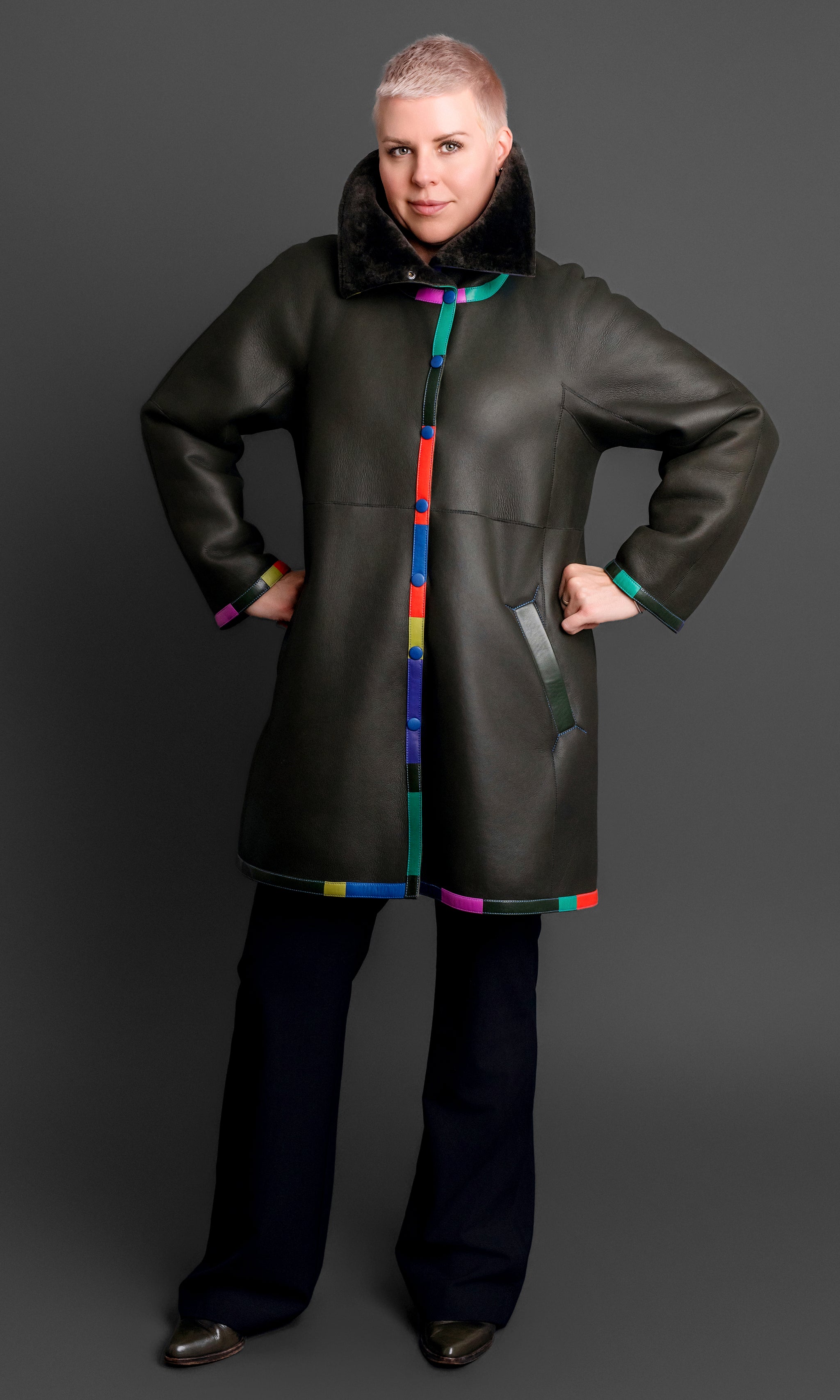 womens shearling sheepskin coats jackets couture leather capes