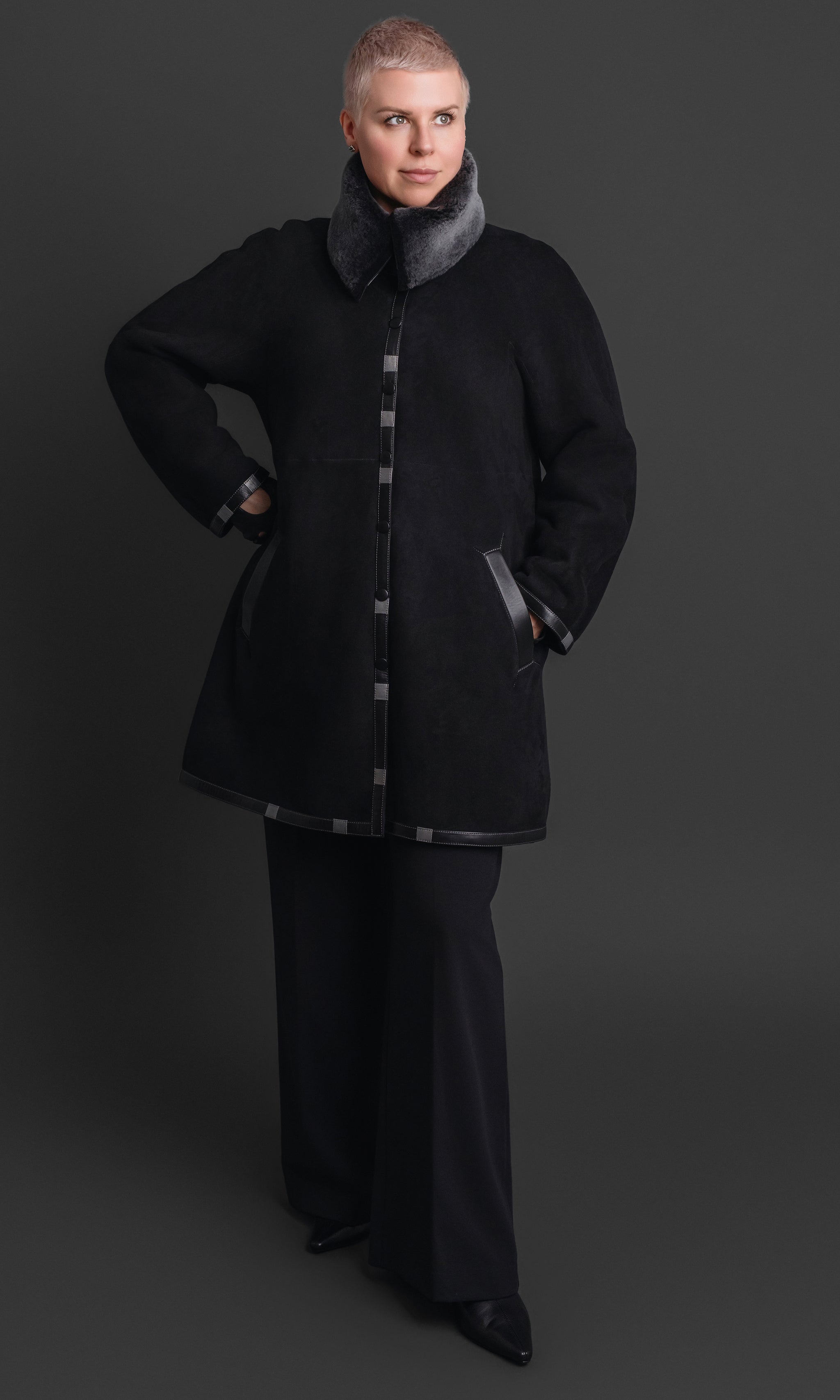 womens shearling sheepskin coats jackets couture leather capes