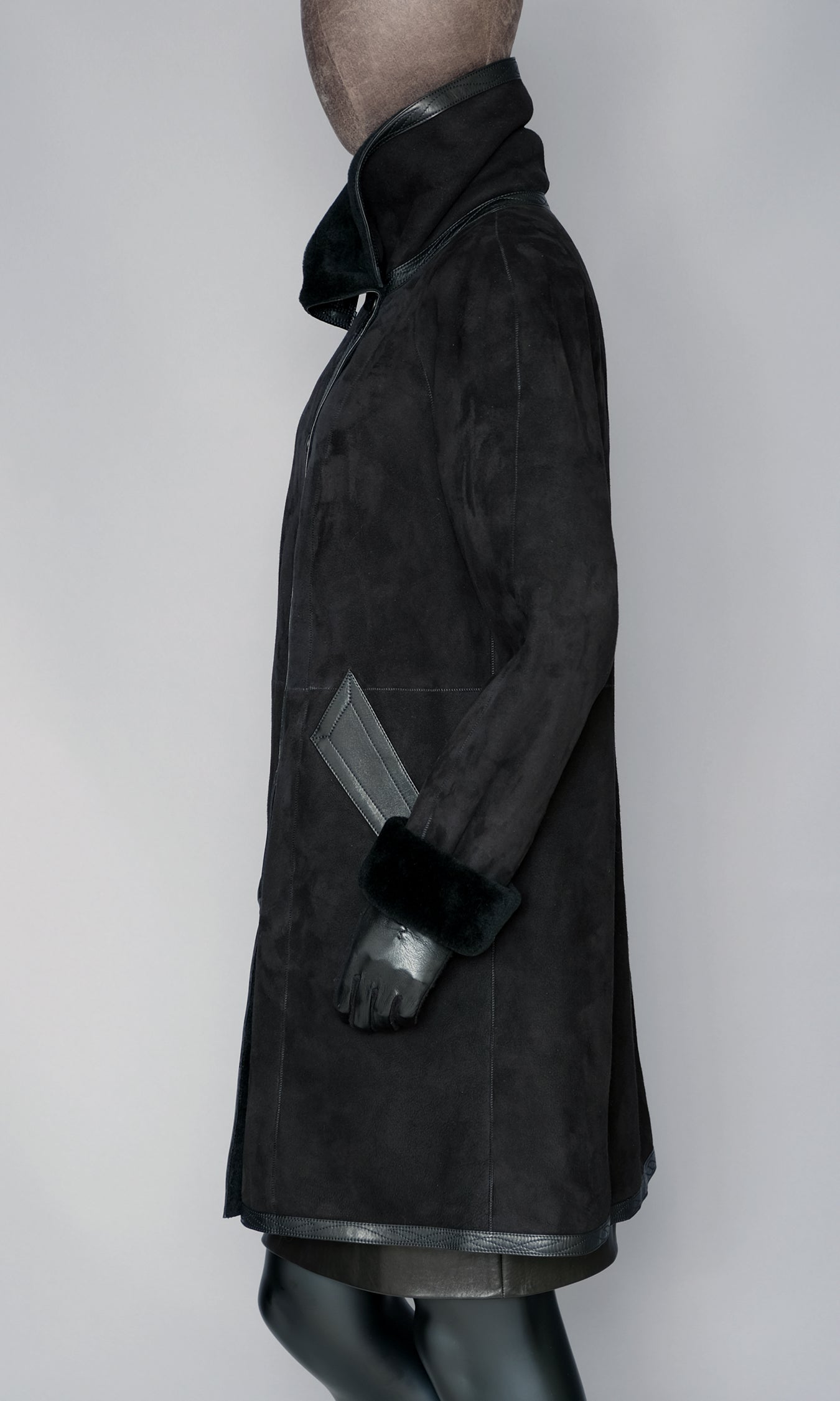 Black Shearling Coat size small 8