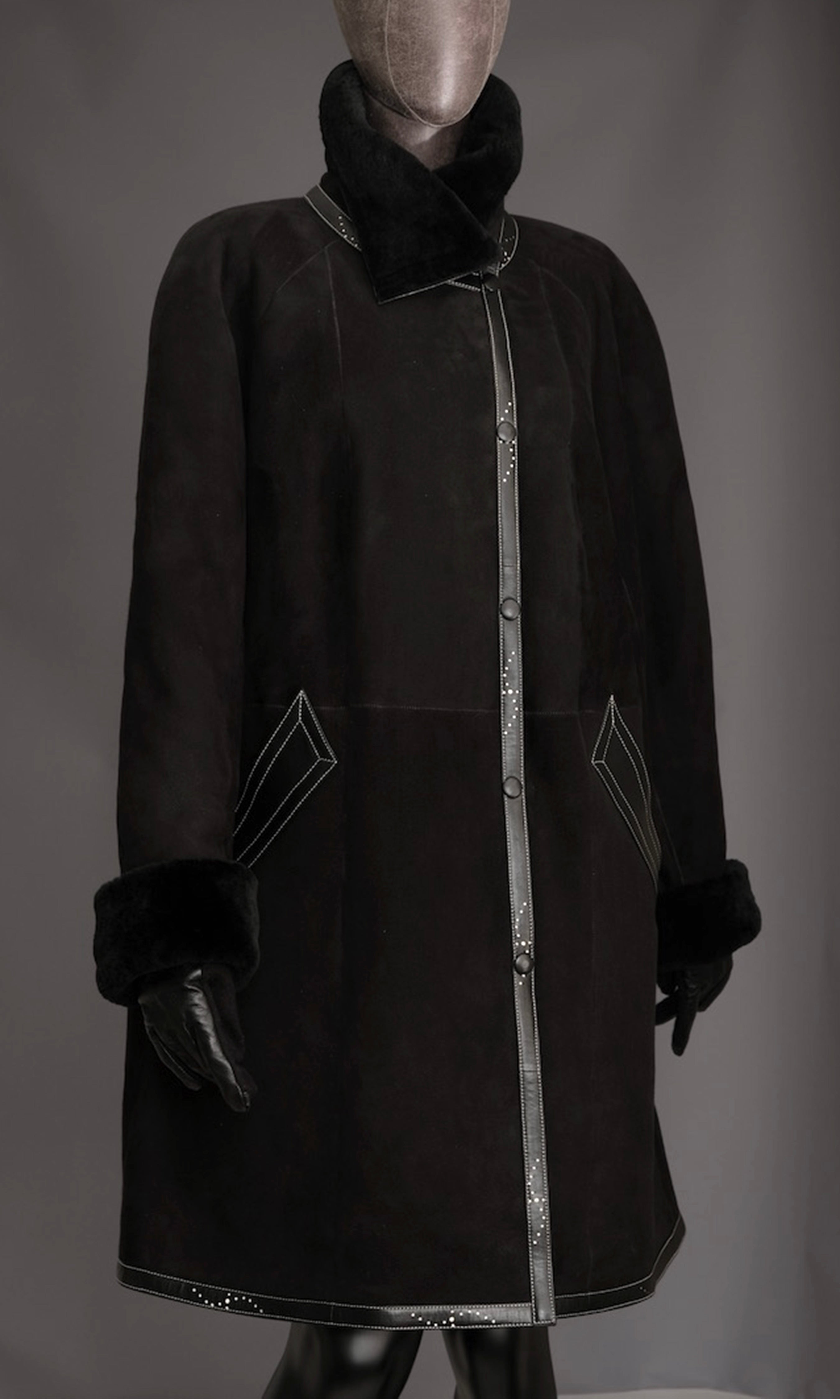 Black Suede Shearling Coat size xxl 16