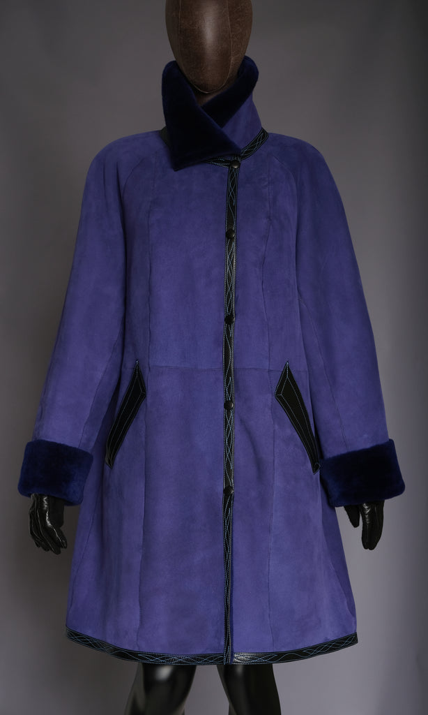 blue shearling coat size xxl 16