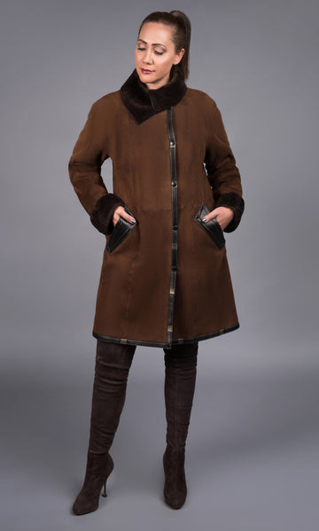 極美品★現行24AWモデル★Lisière★CHECK W COAT★ CappucinoSwingbronzesqJeneL_gr