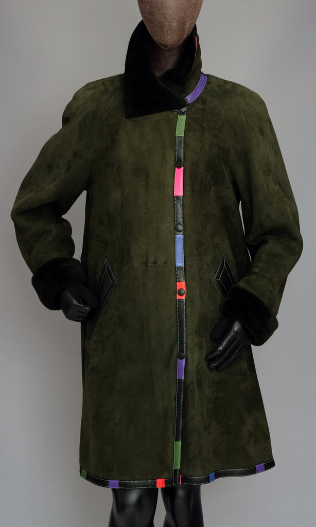 Green shearling coat size medium (10)