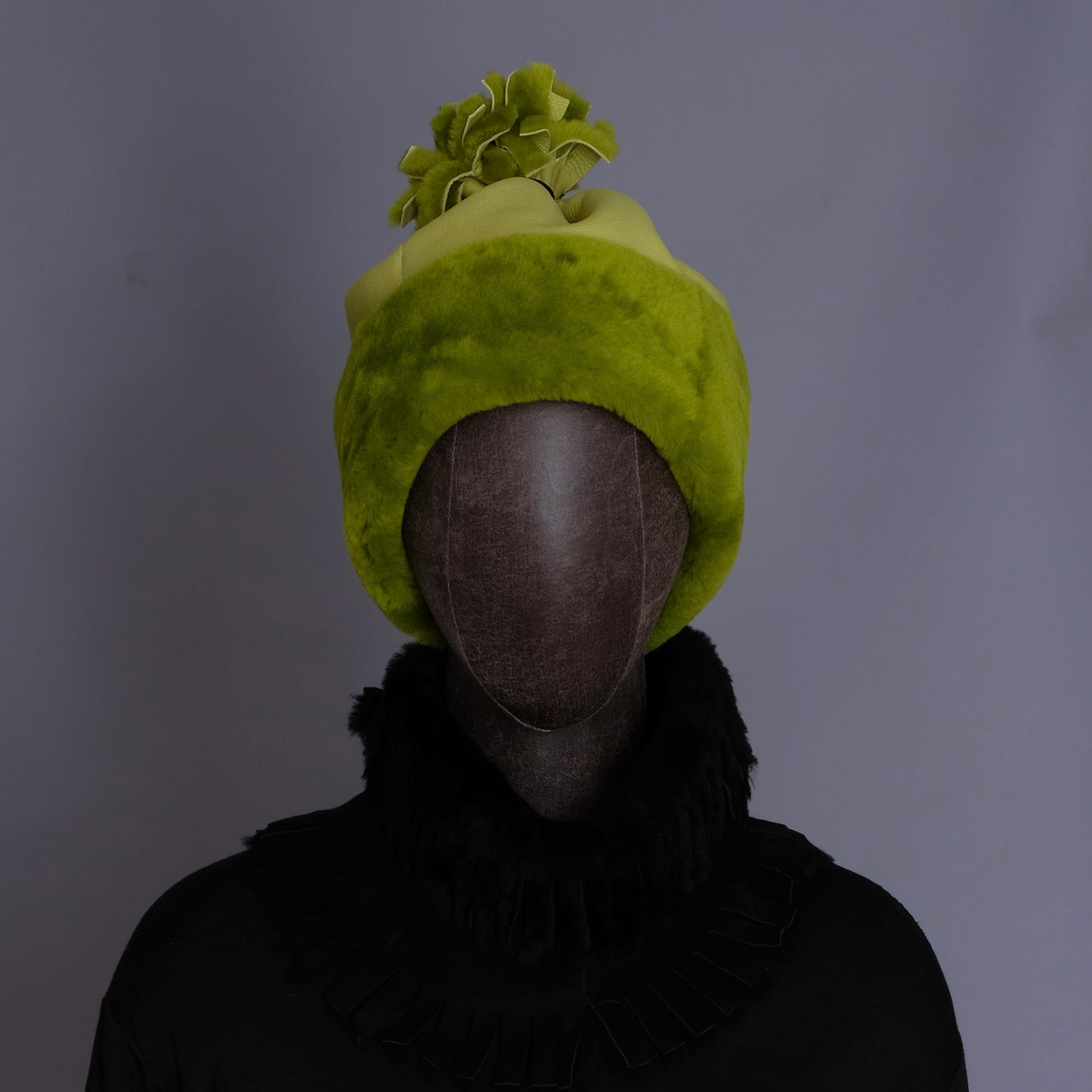 Lime Green Merino Shearling Hat