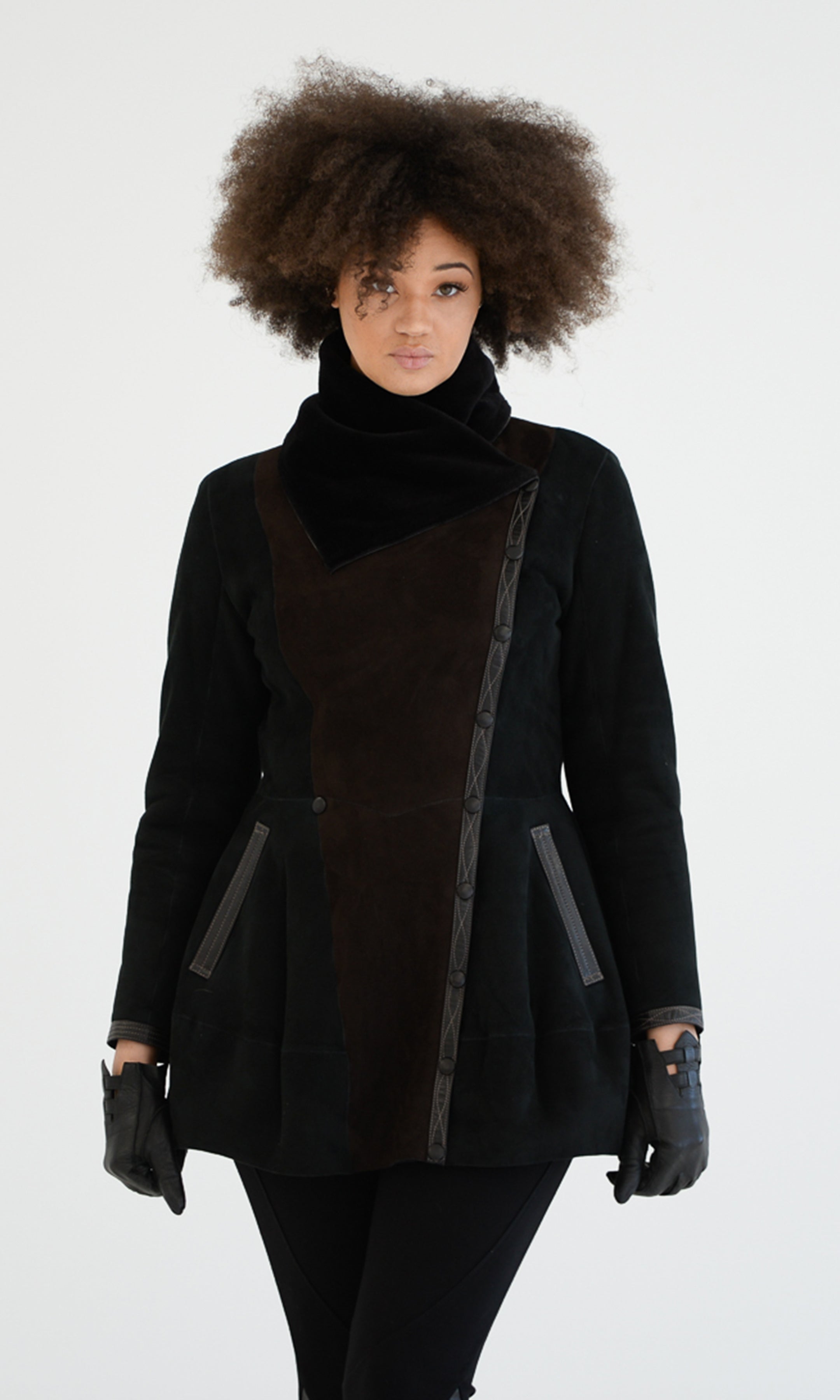 Ebony on Black  Inverted Peplum Jacket