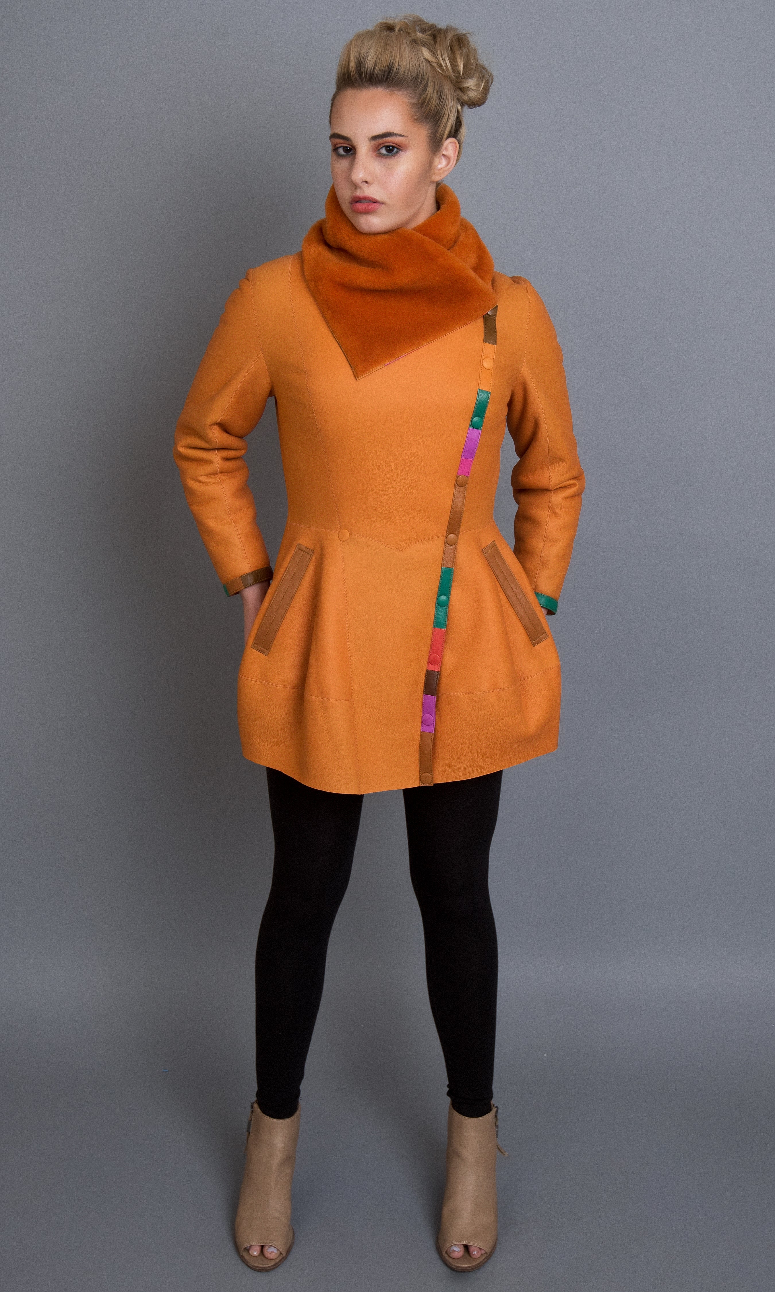 Orange Napa Inverted Peplum Jacket